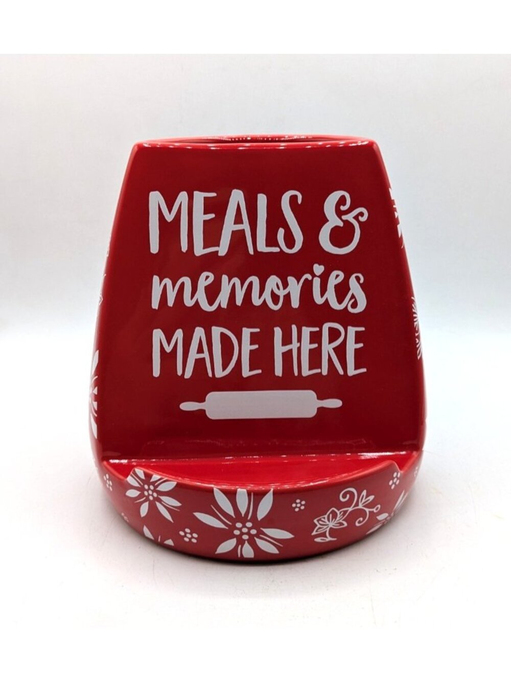 Temptations Classic Tablet Utensil Holder Red Meals Memories Made Here Ceramic